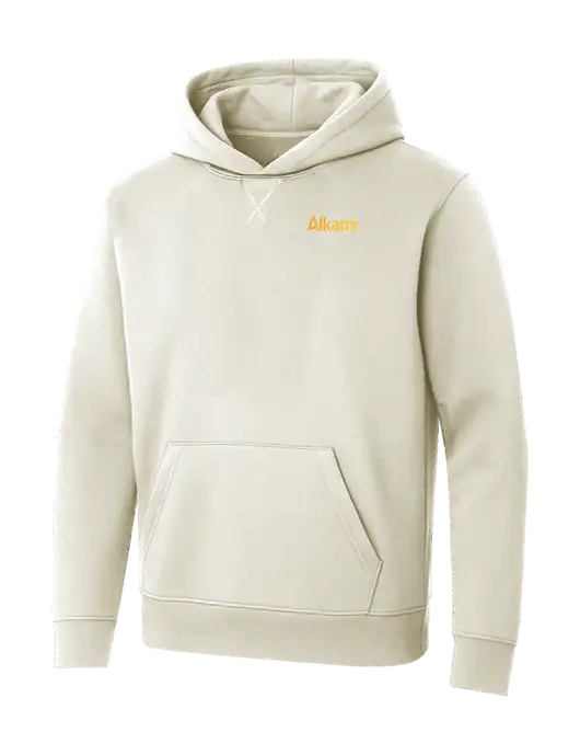 Allmade White Sand Organic French Terry Pullover Hoodie w/Alkami Logo