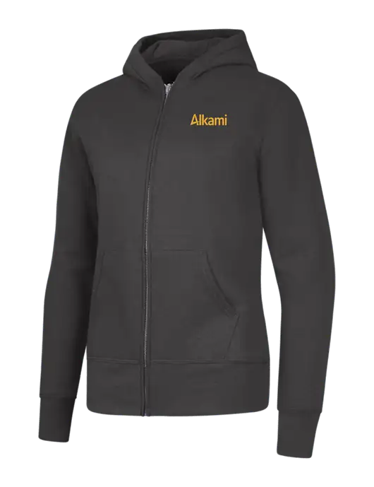 Charcoal Womens Core Fleece Full-Zip Hooded Sweatshirt w/Alkami Logo