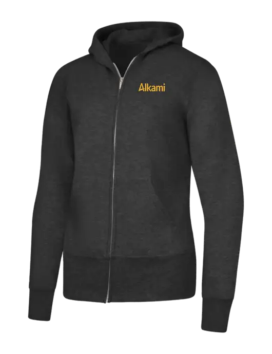 Dark Heather Grey Womens Core Fleece Full-Zip Hooded Sweatshirt w/Alkami Logo