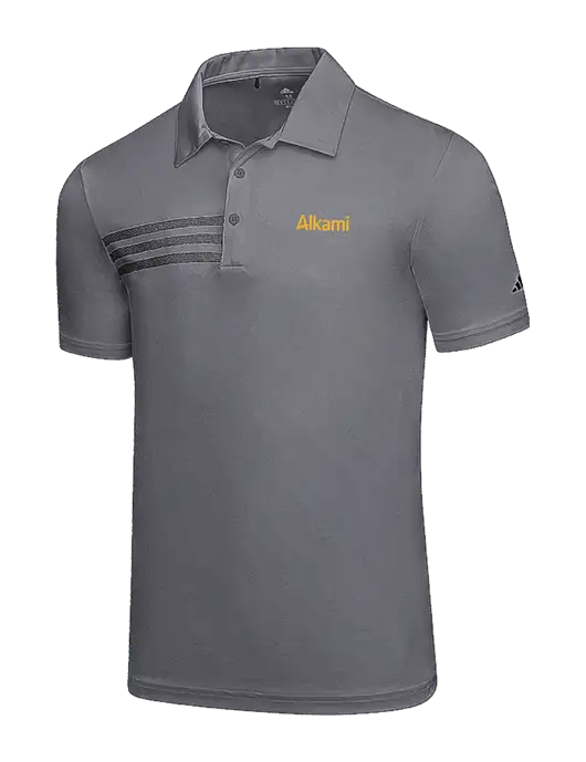 Adidas Medium Grey 3 Stripes Chest Polo w/Alkami Logo