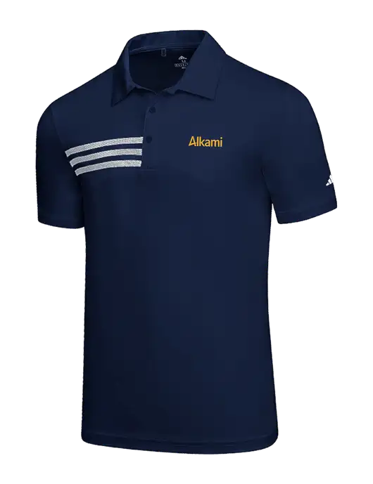 Adidas Navy 3 Stripes Chest Polo w/Alkami Logo