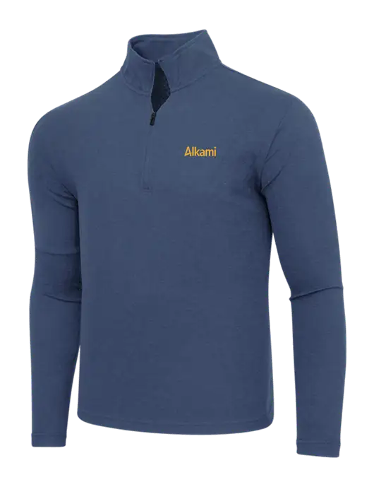 Adidas  Navy  Melange 3 Stripes Quarter Zip Sweater w/Alkami Logo