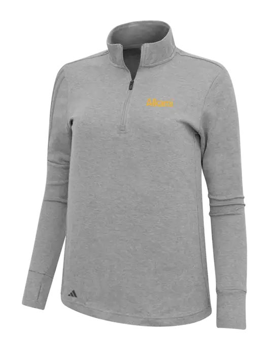 Adidas Light Grey Melange Womens 3 Stripes Quarter Zip Sweater w/Alkami Logo