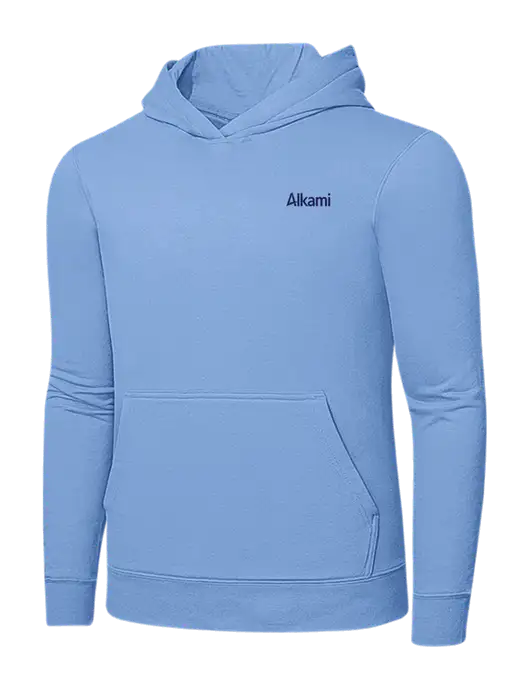Light Blue 7.8. oz Ring Spun Hooded Sweatshirt w/Alkami Logo