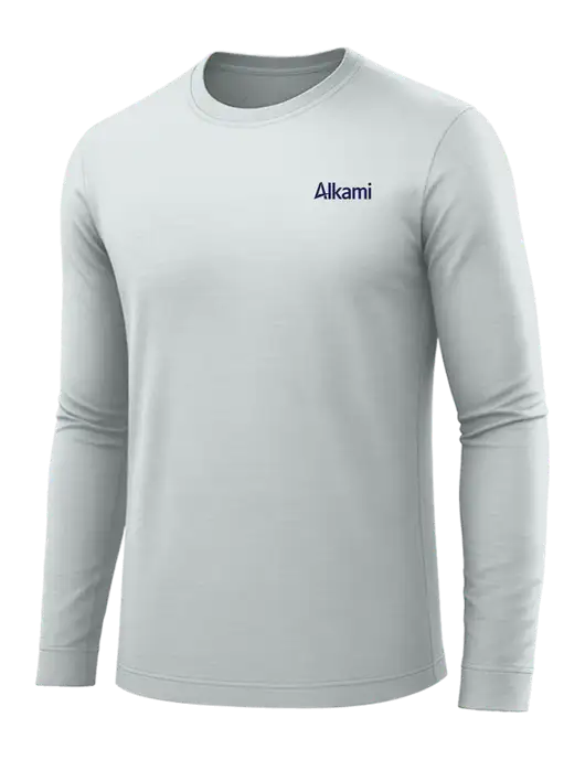Long Sleeve Light Grey PosiCharge Competitor Tee w/Alkami Logo