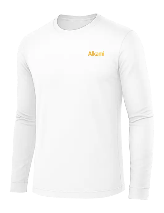 Long Sleeve White PosiCharge Competitor Tee w/Alkami Logo