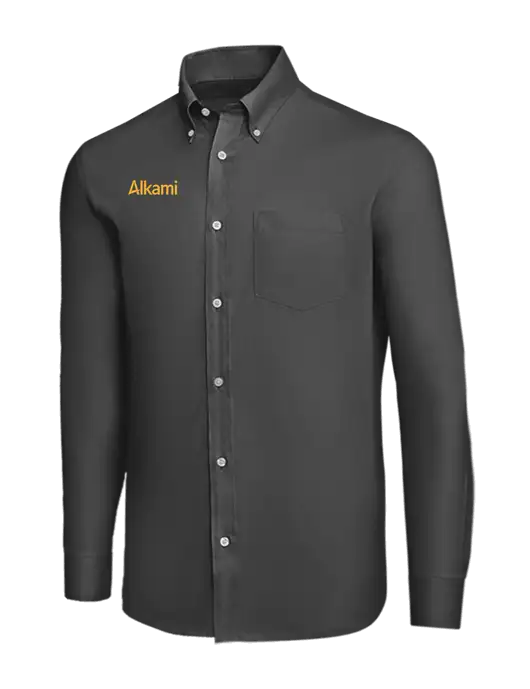 Brooks Brothers Dark Grey Wrinkle-Free Stretch Nailhead Shirt w/Alkami Logo