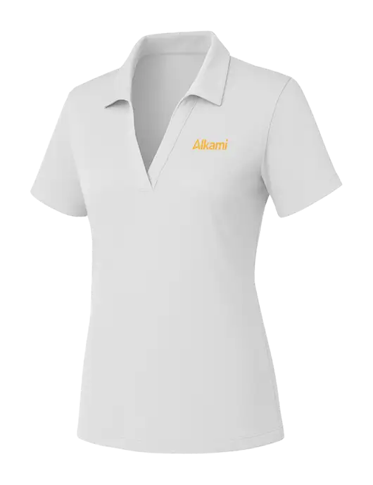 Womens White PosiCharge RacerMesh Polo w/Alkami Logo