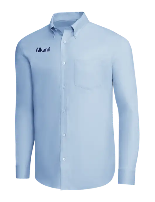 Brooks Brothers Light Blue Wrinkle-Free Stretch Pinpoint Shirt w/Alkami Logo