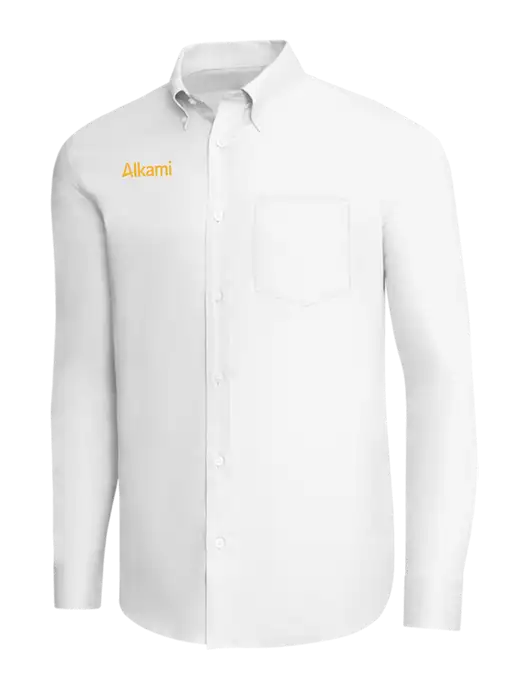 Brooks Brothers White Wrinkle-Free Stretch Pinpoint Shirt w/Alkami Logo