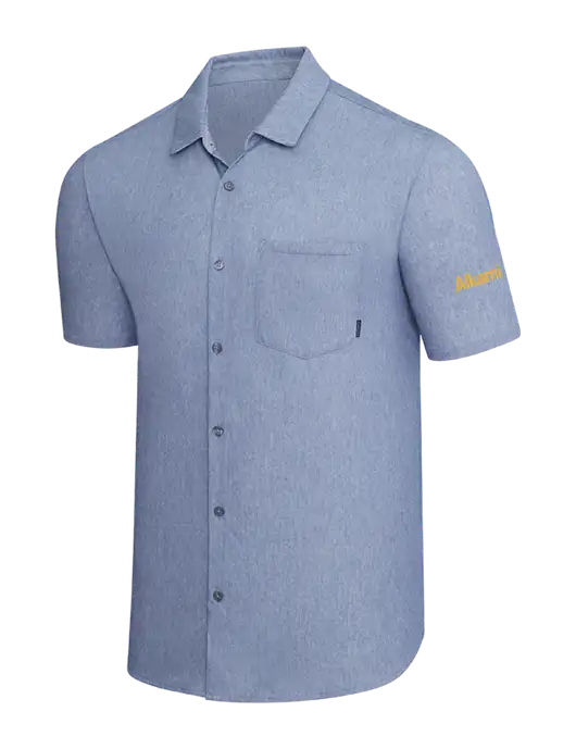 OGIO Slate Blue Heather Extend Short Sleeve Button Up Shirt w/Alkami Logo
