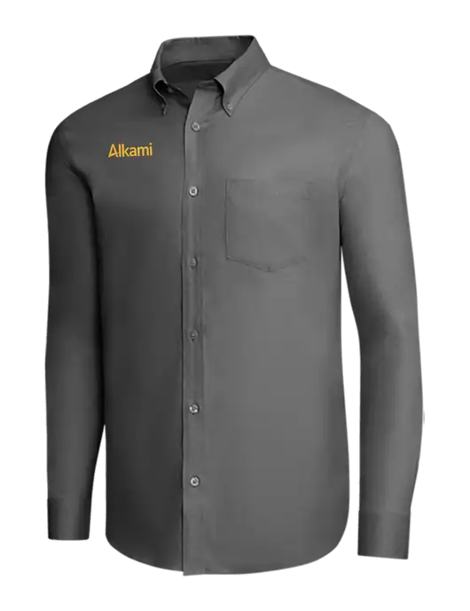 Brooks Brothers Dark Grey Wrinkle-Free Stretch Pinpoint Shirt w/Alkami Logo