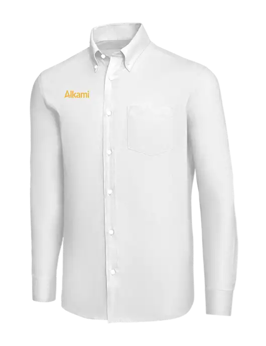 Brooks Brothers White Wrinkle-Free Stretch Nailhead Shirt w/Alkami Logo