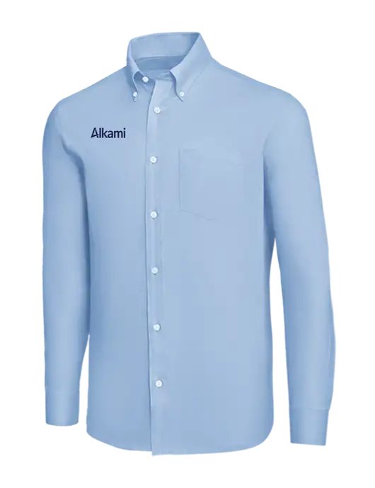 Brooks Brothers Light Blue Wrinkle-Free Stretch Nailhead Shirt w/Alkami Logo