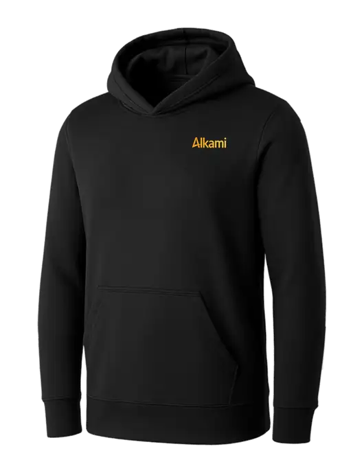 Womens Black Core Fleece Pullover Hooded Sweatshirt w/Alkami Logo