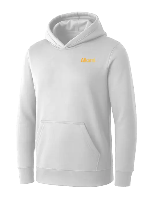 Womens White Core Fleece Pullover Hooded Sweatshirt w/Alkami Logo