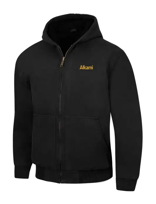 CornerStone Black Washed Duck Cloth Insulated Hooded Work Jacket w/Alkami Logo