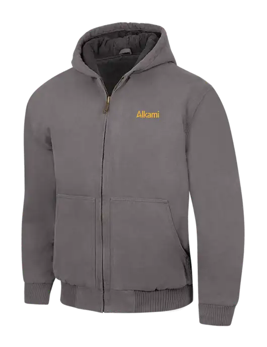 CornerStone Medium Grey Washed Duck Cloth Insulated Hooded Work Jacket w/Alkami Logo