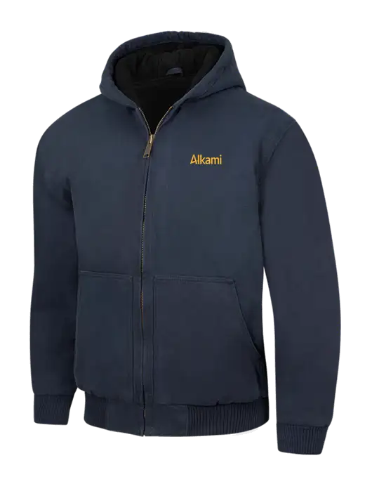 CornerStone Navy Washed Duck Cloth Insulated Hooded Work Jacket w/Alkami Logo
