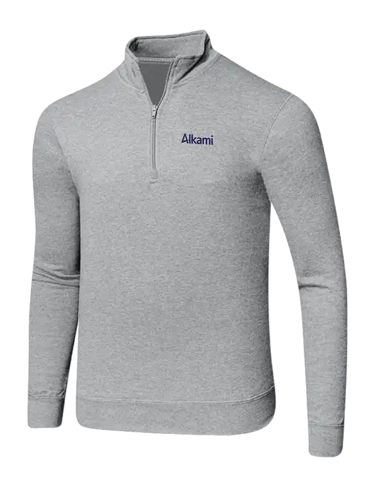 Light Heather Grey 8.5 oz Ring Spun 1/4 Zip Pullover Sweatshirt w/Alkami Logo