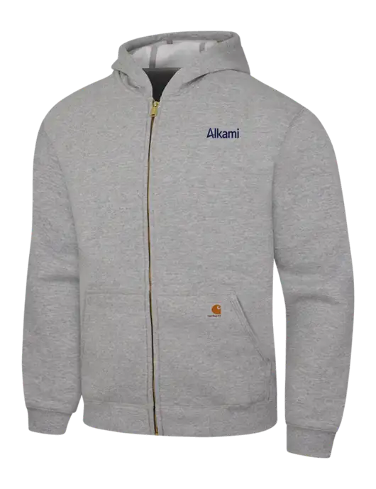 Carhartt Light Grey Heather Midweight Hooded Zip-Front Sweatshirt w/Alkami Logo