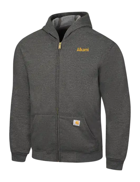 Carhartt Dark Grey Heather Midweight Hooded Zip-Front Sweatshirt w/Alkami Logo
