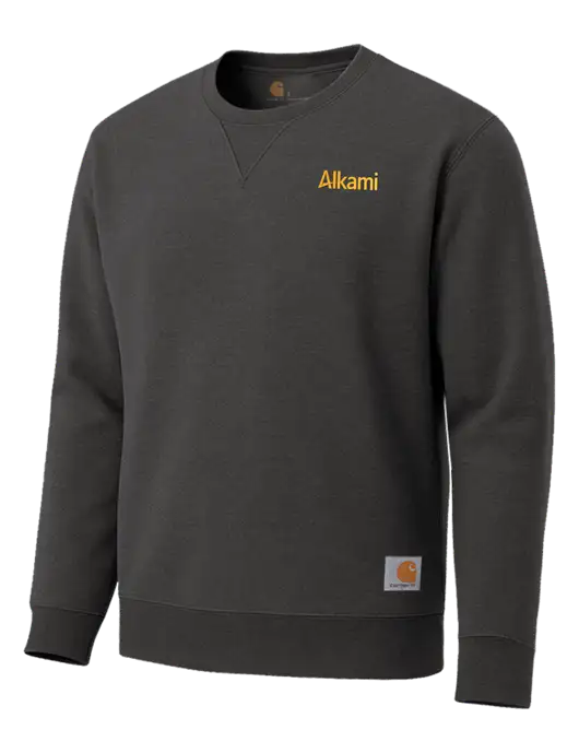 Carhartt Dark Grey Heather Midweight Crewneck Sweatshirt w/Alkami Logo
