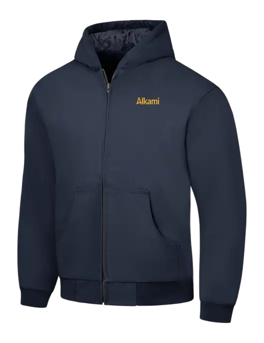 CornerStone Navy Duck Cloth Hooded Work Jacket w/Alkami Logo