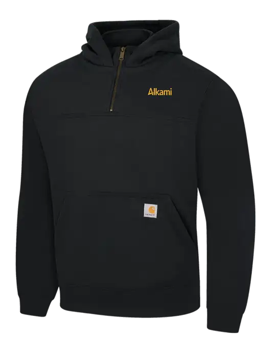 Carhartt Black Rain Defender Paxton Heavyweight Hooded 1/4 Zip Mock Sweatshirt w/Alkami Logo