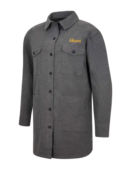 Mercer+Mettle Womens Medium Grey Heather Long Sleeve Twill Overshirt w/Alkami Logo