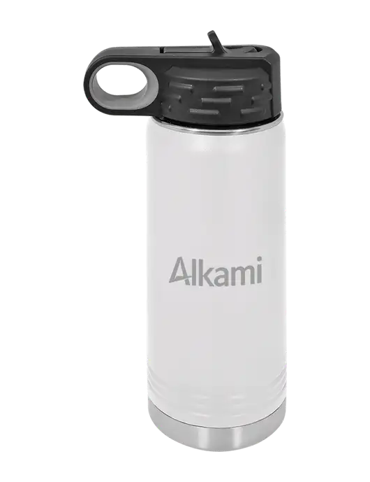 Polar Camel 20 oz Powder Coated White Vacuum Insulated Water Bottle w/Alkami Logo