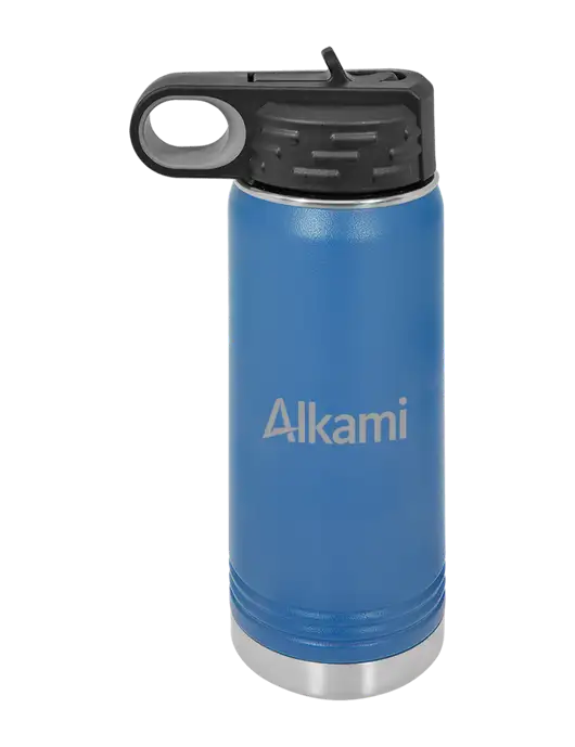 Polar Camel 20 oz Powder Coated Royal Vacuum Insulated Water Bottle w/Alkami Logo