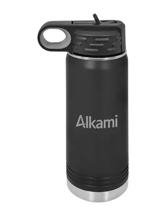 Polar Camel 20 oz Powder Coated Black Vacuum Insulated Water Bottle w/Alkami Logo