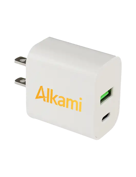 Mobile Fuel Dual Port Flat Wall Adapter w/Alkami Logo