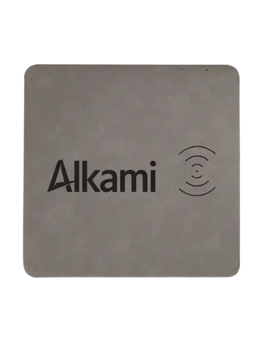 Grey Laserable Leatherette Phone Charging Mat w/Alkami Logo