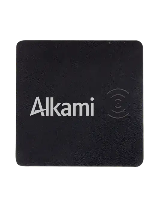 Black Laserable Leatherette Phone Charging Mat w/Alkami Logo