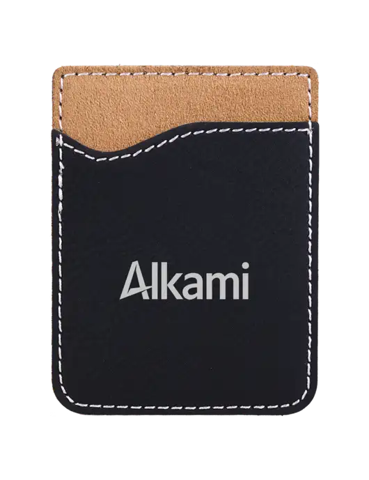 Black Laserable Leatherette Phone Wallet w/Alkami Logo