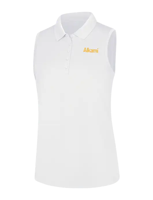 Womens White Dry Zone UV Micro-Mesh Sleeveless Polo w/Alkami Logo