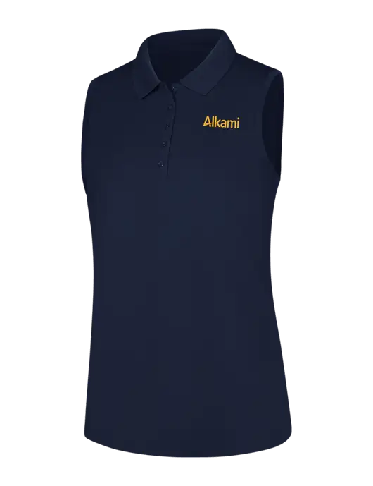 Womens Navy Dry Zone UV Micro-Mesh Sleeveless Polo w/Alkami Logo