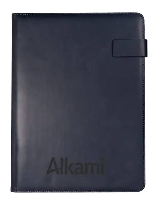 Leeman Navy Tuscany Tech Padfolio 9 x 12.125 w/Alkami Logo