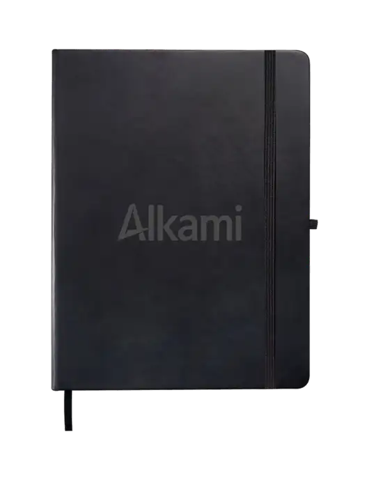 Leeman Black Tuscany Large Journal 7.5 x 9.875 w/Alkami Logo