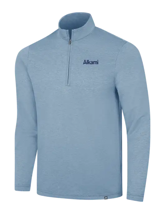 TravisMathew Light Blue Heather Coveside ¼-Zip w/Alkami Logo