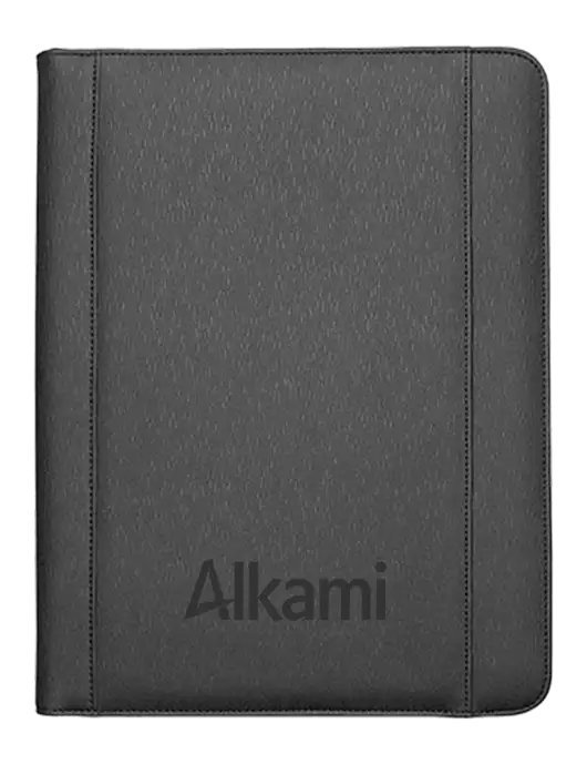 Leeman Black Roma Tech Portfolio 10.12 x 13.25 w/ Power Bank And Wireless Charger w/Alkami Logo