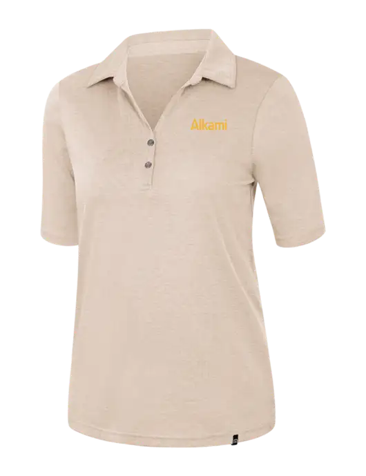 TravisMathew Womens Light Tan Heather Sunsetters Polo w/Alkami Logo
