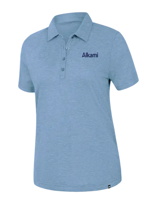 TravisMathew Womens Light Blue Heather Sunnyvale Polo w/Alkami Logo