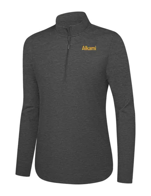  Womens Dark Grey Heather C-FREE Double Knit 1/4-Zip w/Alkami Logo