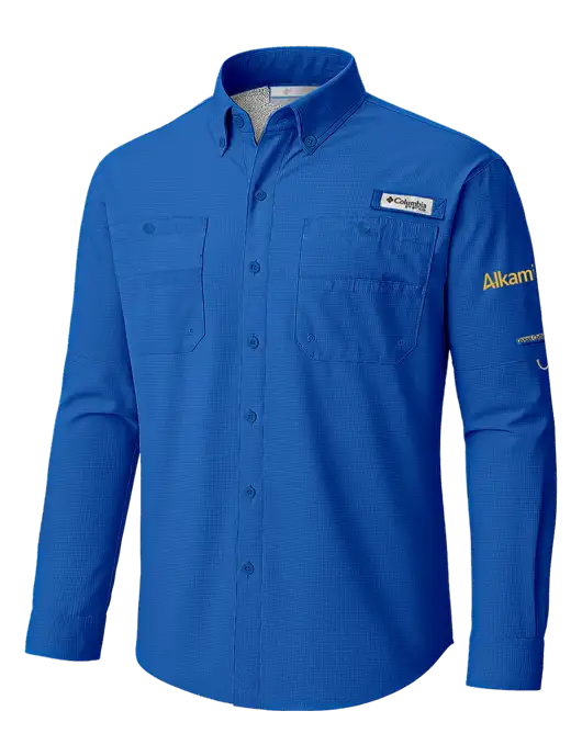 Columbia Vivid Blue PFG Tamiami II Long SleeveShirt w/Alkami Logo