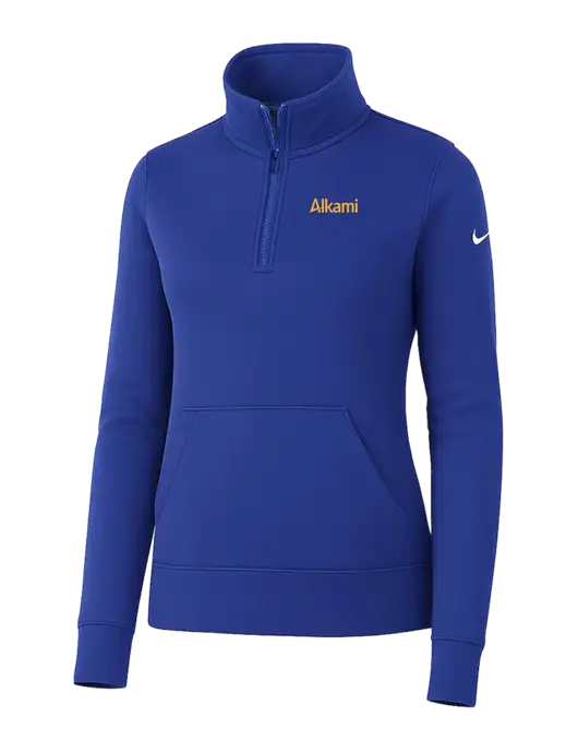 Nike Womens Royal Club Fleece Sleeve Swoosh 1/2-Zip w/Alkami Logo