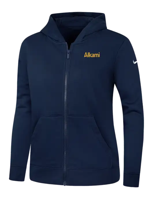 Nike Womens Club Fleece Sleeve Swoosh Full-Zip Dark Navy Hoodie w/Alkami Logo