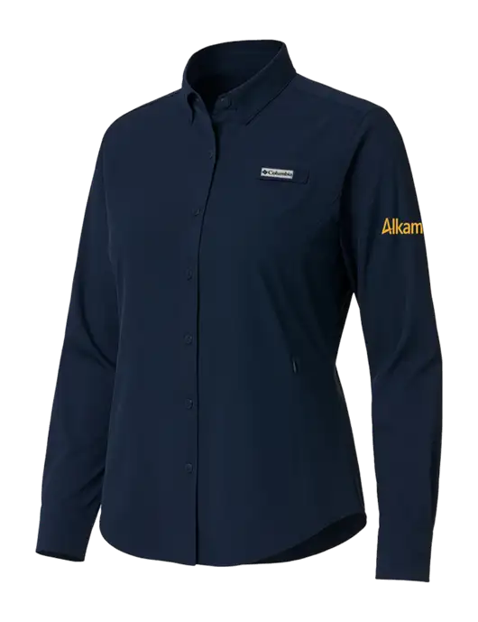 Columbia Navy Womens PFG Tamiami II Long Sleeve Shirt w/Alkami Logo